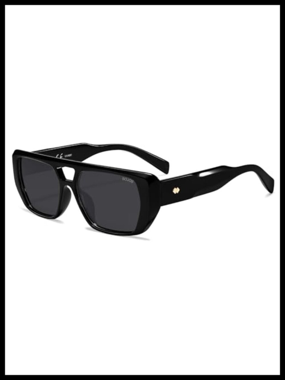 Retro Flat Top Double Bridge Square UV400 Polarized Sunglasses for Women Men